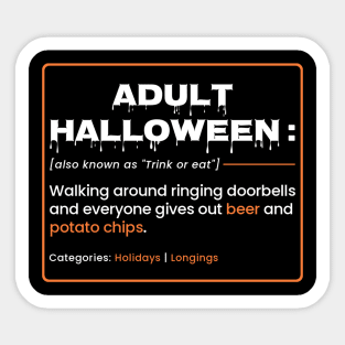 Adult Halloween Meaning - Dictionary Style Sticker